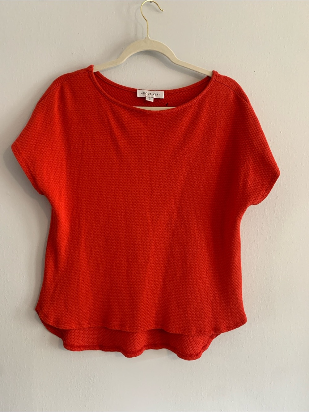 AMOUR VERT Textured Bright Orange Short Sleeve Tee
